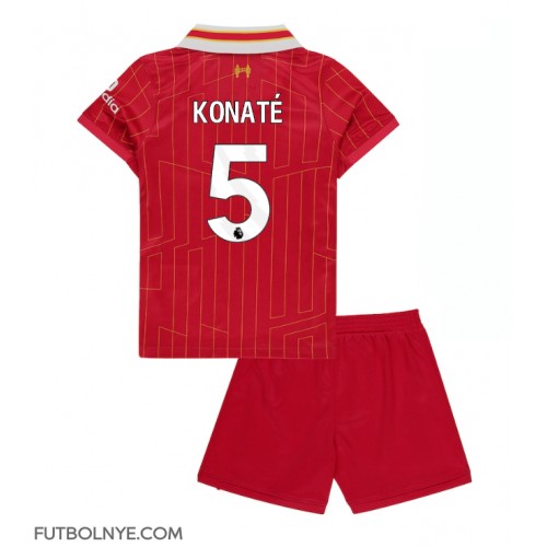 Camiseta Liverpool Ibrahima Konate #5 Primera Equipación para niños 2024-25 manga corta (+ pantalones cortos)